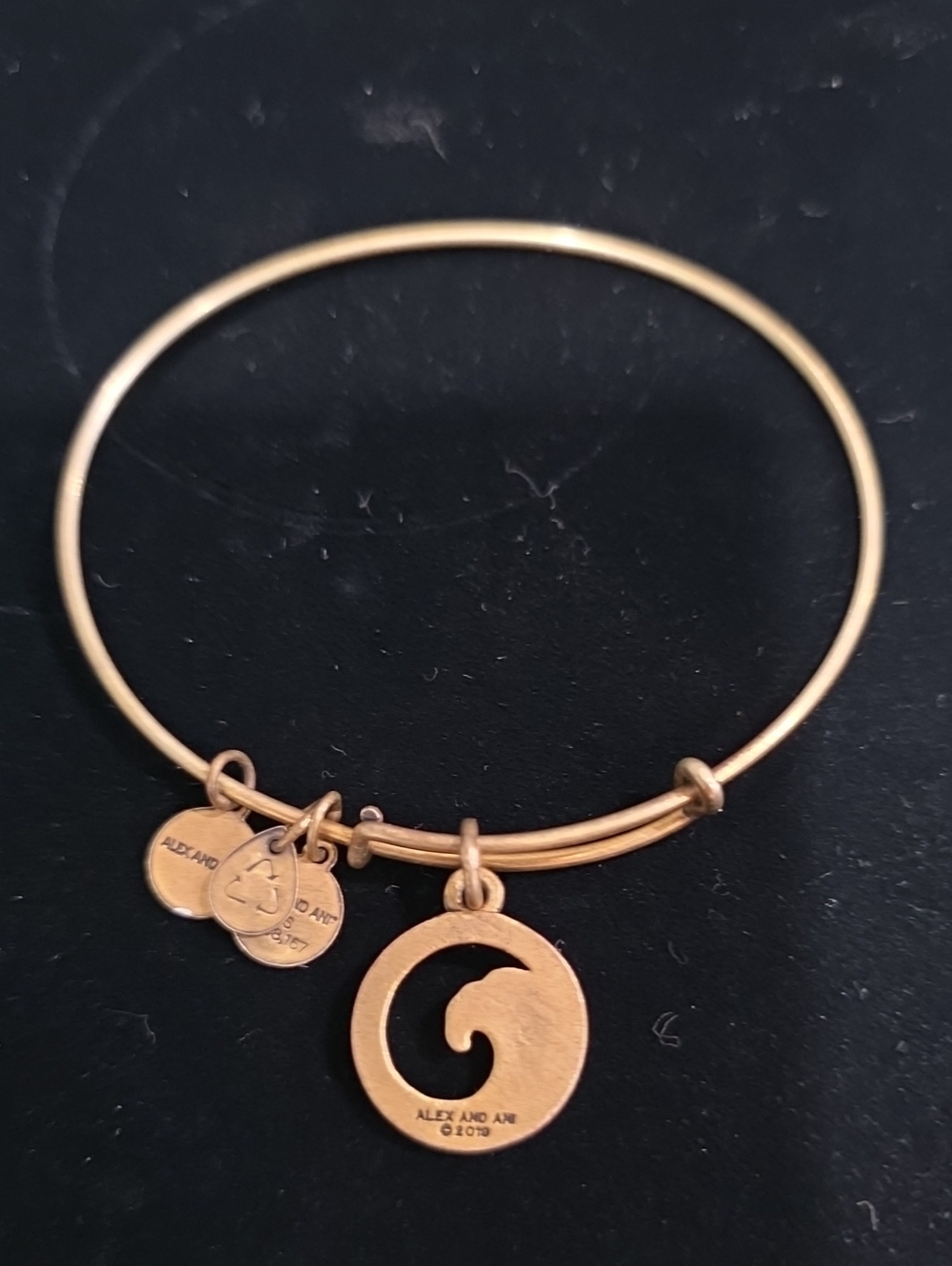 Alex and Ani Rafaelian Gold Blue Wave Charm Expandable Bracelet - Picture 2 of 2